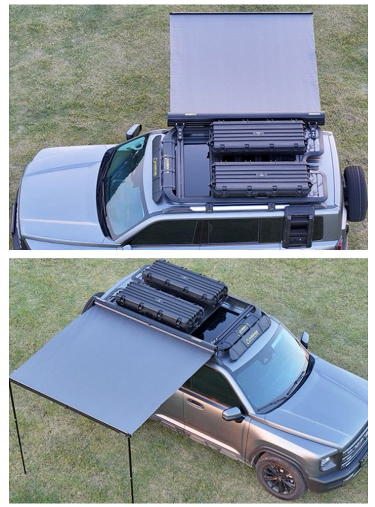 Side Tent for Car, Outdoor Camping, Self-Driving Tour, Sunshade and Rain Protection, Extended Semi-Automatic Car Canopy