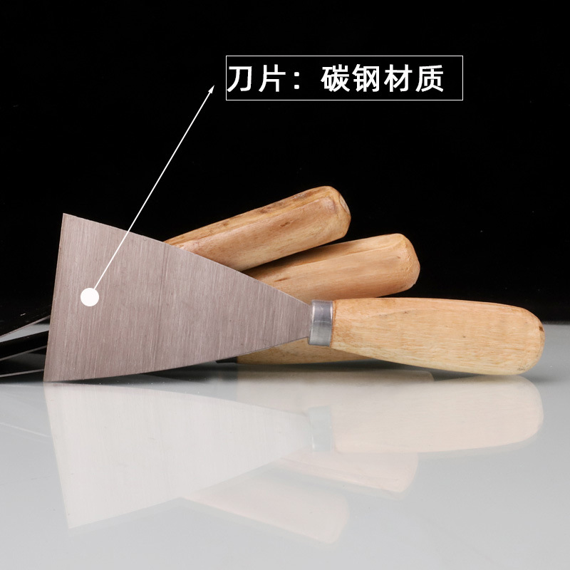 Cuchillo de masilla de mango redondo al por mayor de fábrica cuchillo de masilla de mango de madera cuchilla de acero al carbono cuchilla de limpieza raspador cuchillo de masilla cuchillo por lotes