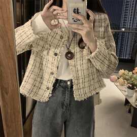 新品气质粗花呢新品外套女春秋2026新款法式新品感百搭夹克上衣
