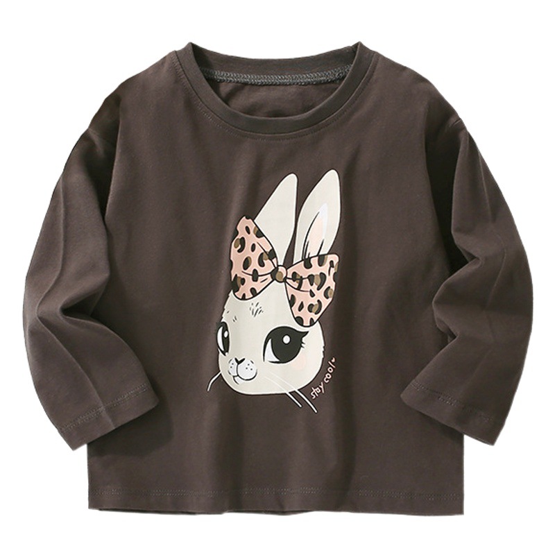 Forestkingdom Camiseta de manga larga para niñas de Otoño de dibujos animados de conejo camisa de fondo para niños 2023 al por mayor de niños