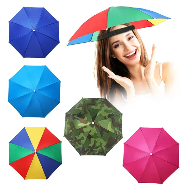 Sun Rainproof Overhead Sunscreen Outdoor Large Folding Umbrella Hat Lazy Umbrella Hat Double-Layer Head-Mounted Umbrella