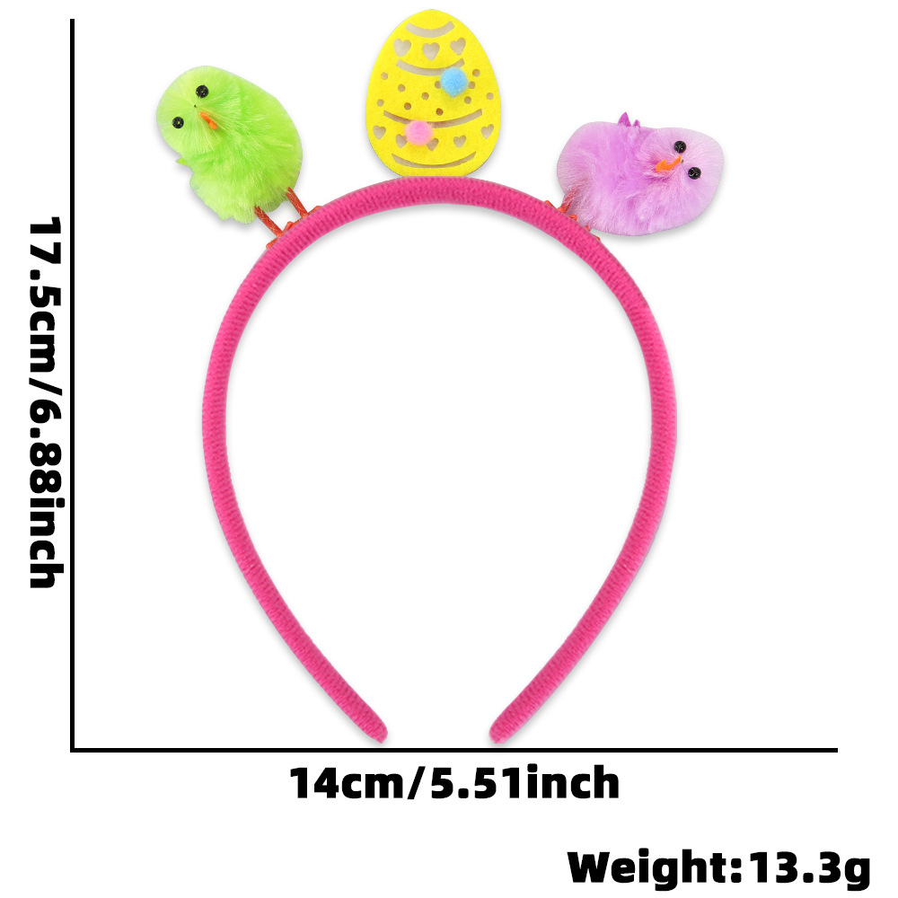 Nuevos adornos de Pascua multicolores de peluche pollo cabeza bandana fiesta vestido niños huevo bandana cabezales