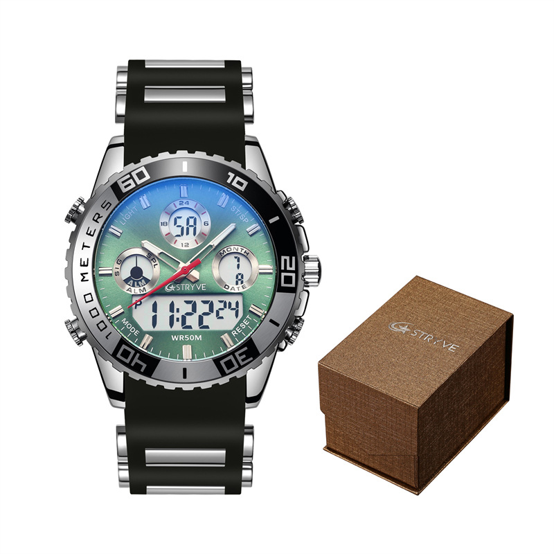 STRYVE nuevo reloj deportivo para hombres de doble pantalla todo el punto rápido cronometraje luminoso reloj de moda entrega de una pieza