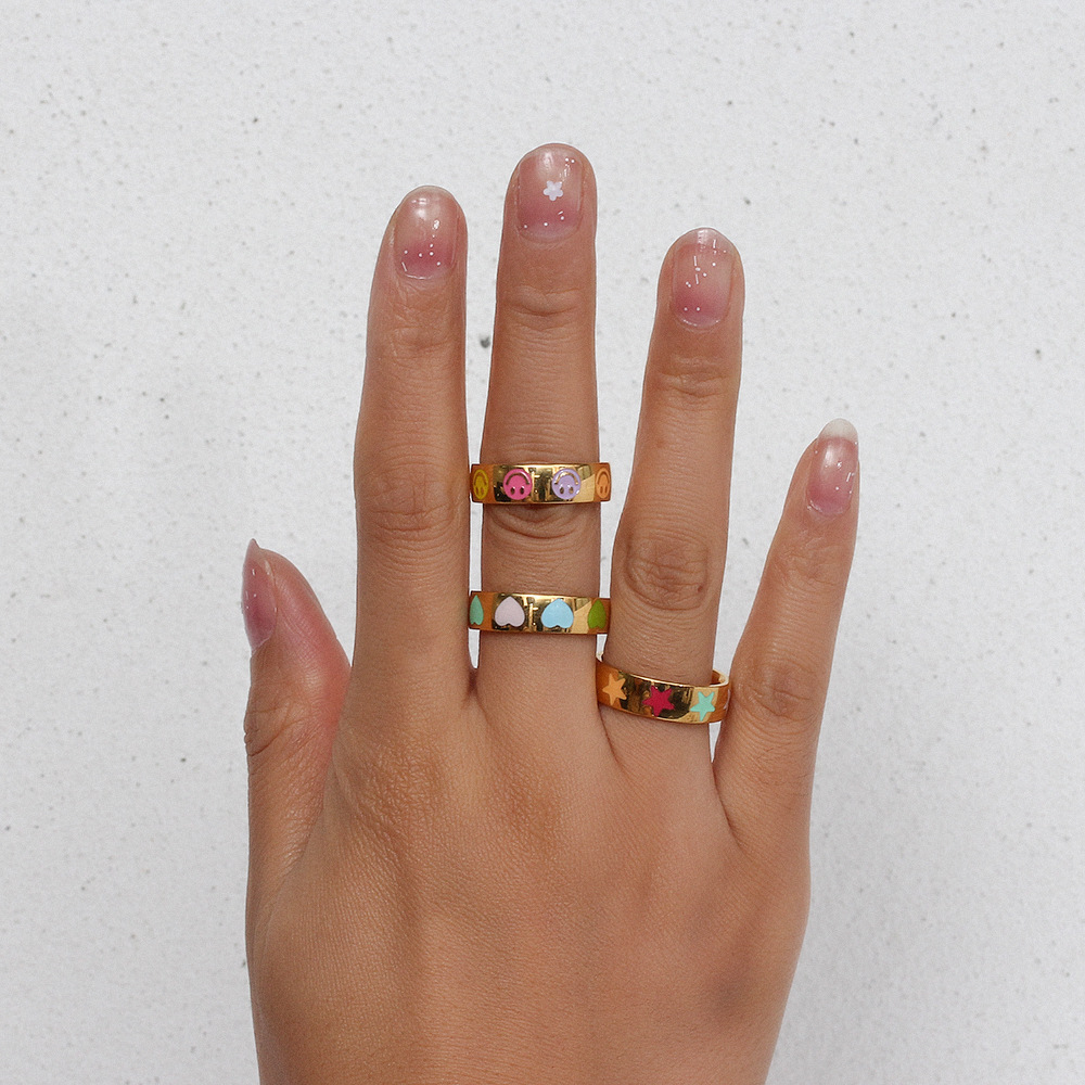 Cute Smiley Face Stainless Steel Rings Metal Stainless Steel Rings