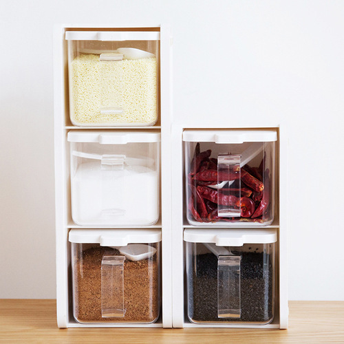 厨房调料盒塑料调味罐家用透明创意调味瓶罐三格组合套盐罐调味盒