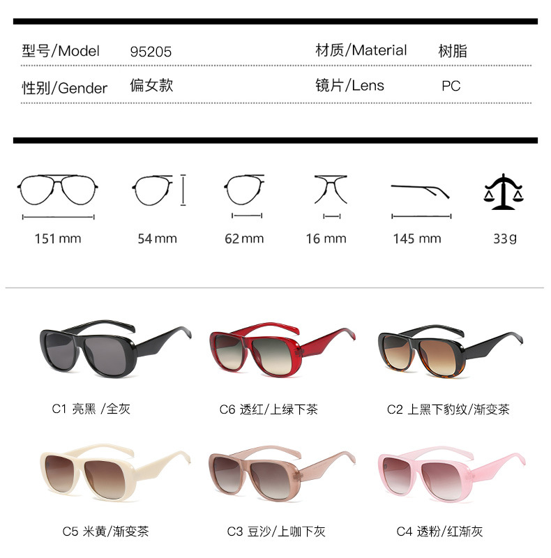 Fashion Oval Frame Big Hinge Sunglasses Wholesale display picture 11