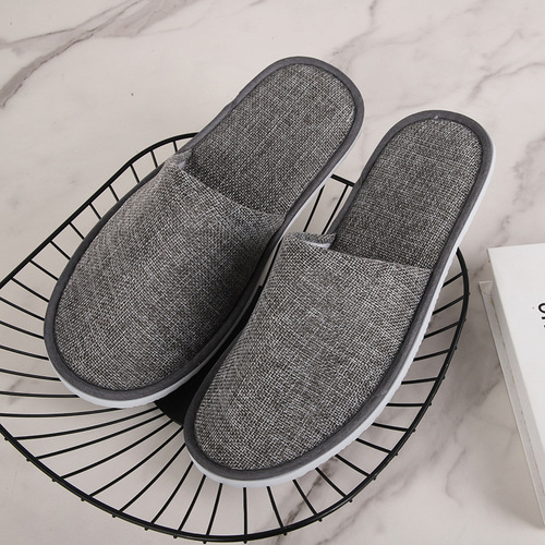 Wholesale hotel slippers disposable linen cotton thickened non-slip bed and breakfast beauty salon hotel hotel slippers