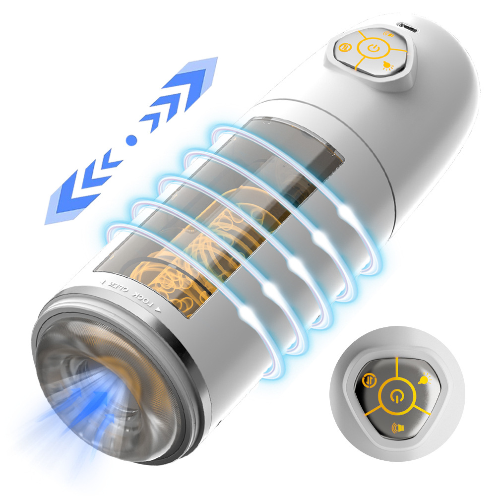 Nouveau produit : Tasse intelligente pour homme, appareil d'exercice de prononciation entièrement automatique avec lumière éblouissante, vibration télescopique et fonction « avion » pour adultes._voghion.com