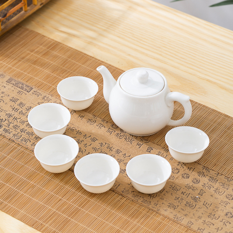 Cuenco de cubierta de porcelana de hueso, grasa de cordero, juego completo de té Chaoshanfu, simple ceremonia de té casera, tetera de té image 16