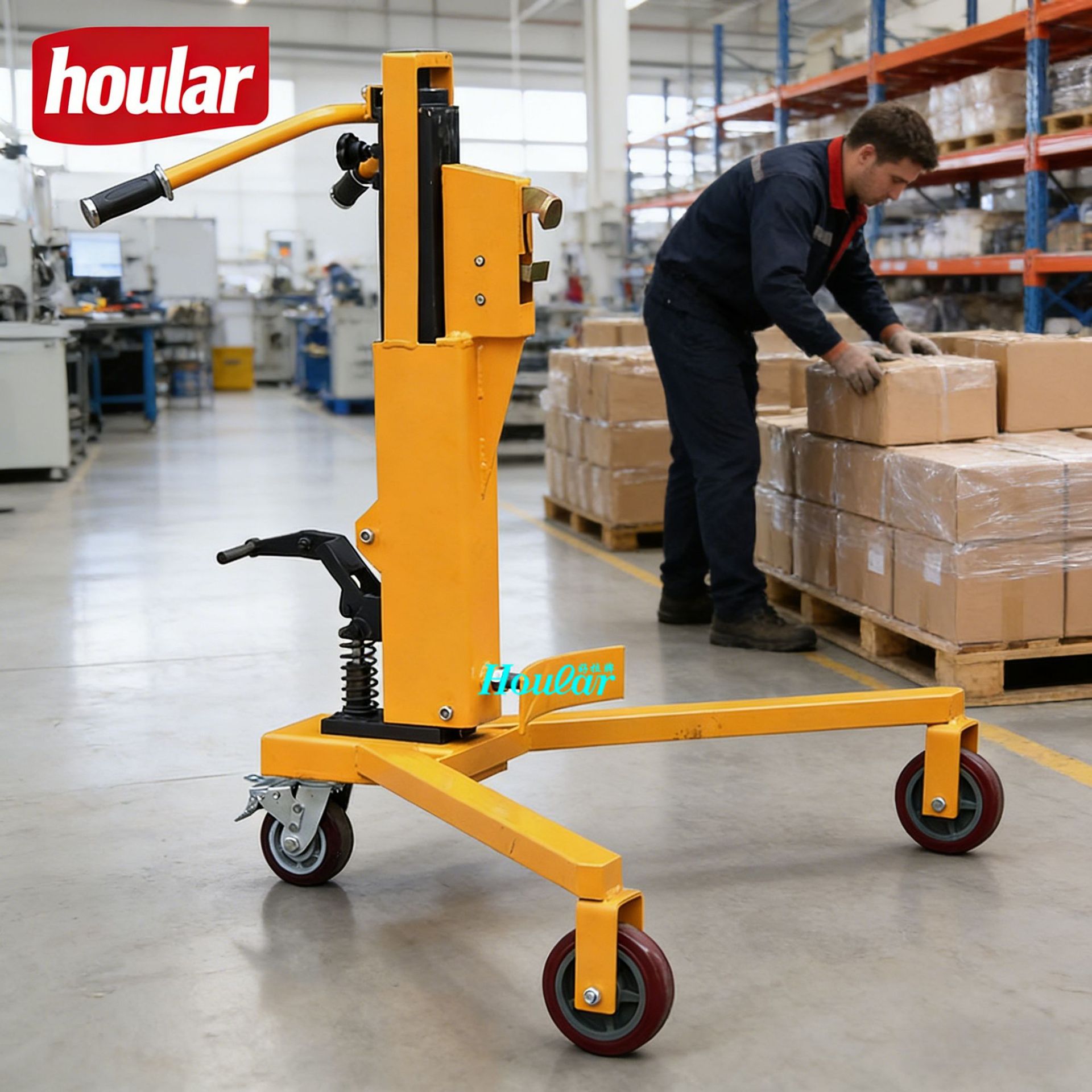 现货DT350ABC油桶搬运车卡板用油桶车脚踏式液压铁桶鹰嘴夹手推车