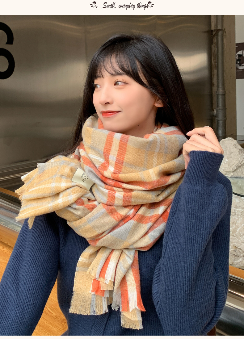 Short Beard Striped Scarf Korean Version Of The Double-sided Fashion Thickening Warm Long Shawl Student Bib display picture 44