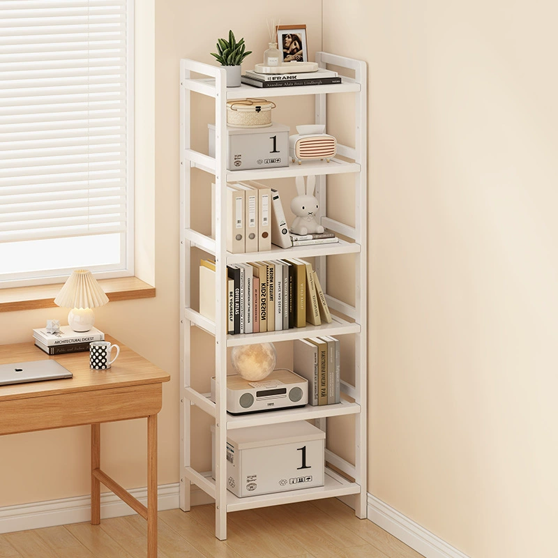Книжная полка белая полка на полу простая бытовая многослойная гостиная шкафчик книжный шкаф простой шкаф