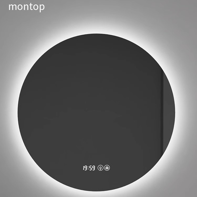 Espejo de baño de desfogado inducción táctil LED luminiscente espejo redondo con lámpara de pared espejo de maquillaje espejo de desfogado