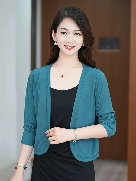 Summer Women's New Ice Silk All-match Short Coat Anti-body Slim Small Shawl Matching Skirt Sling Small Cardigan