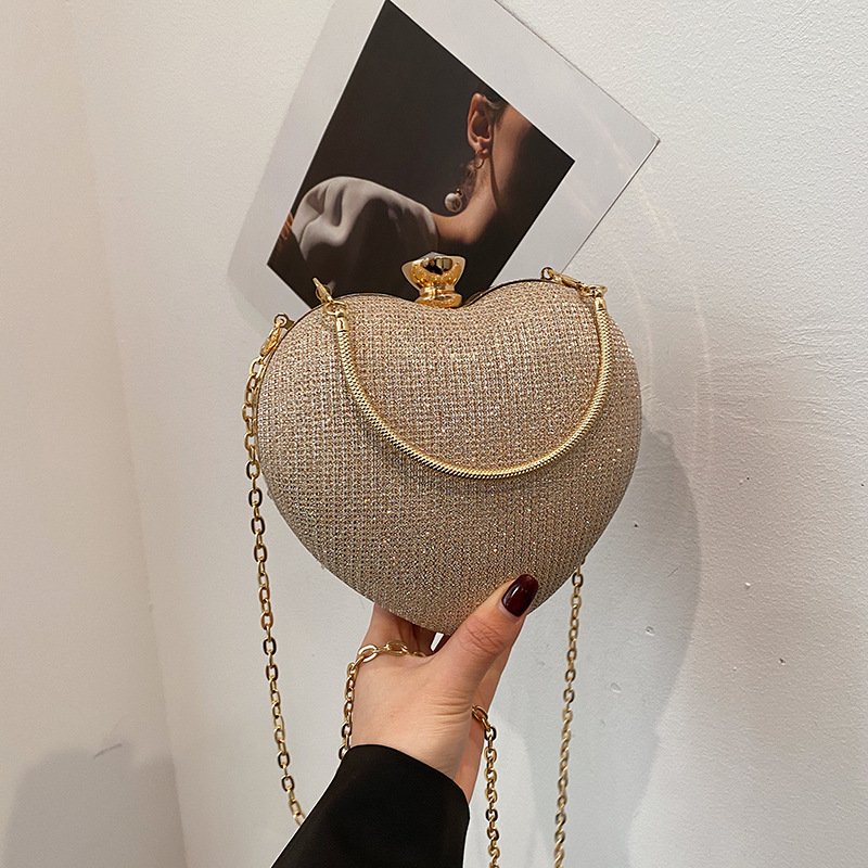 跨境晚宴包包女2025新款气质时尚链条斜挎包手提迷你桃心单肩包