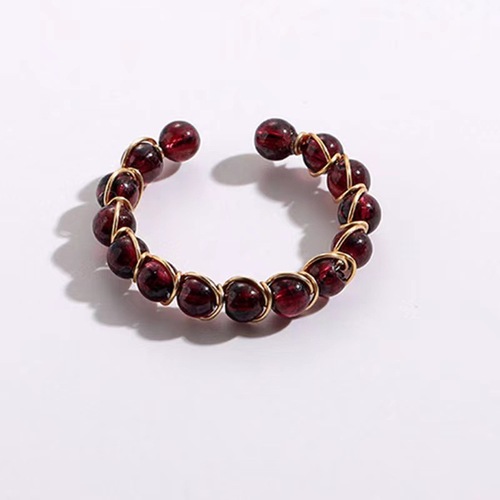 Korean Dongdaemun Colorful Tourmaline Garnet Moonstone Open Ring High-end Minimalist Unique Ring Finger Accessory