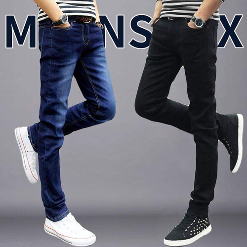 Summer and Spring Men's Thin Elastic Jeans, INSPopular Brand Slim Straight Leg Trendy Long Pants