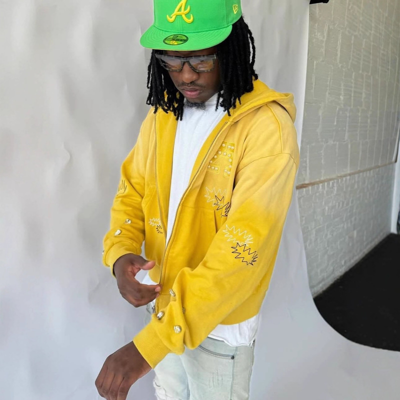 European and American Foreign Trade New Style Unisex Hip-Hop Sweatshirt Cardigan Zipper Cross-Border Long-Sleeve Top with Printed Craftsmanship Outerwear
