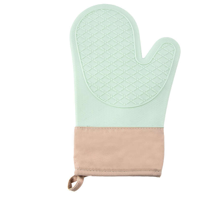 Guantes de aislamiento térmico de silicona, guantes anti-escaldado para microondas resistentes a altas temperaturas, guantes de horno para hornear con patrón de rombos de algodón