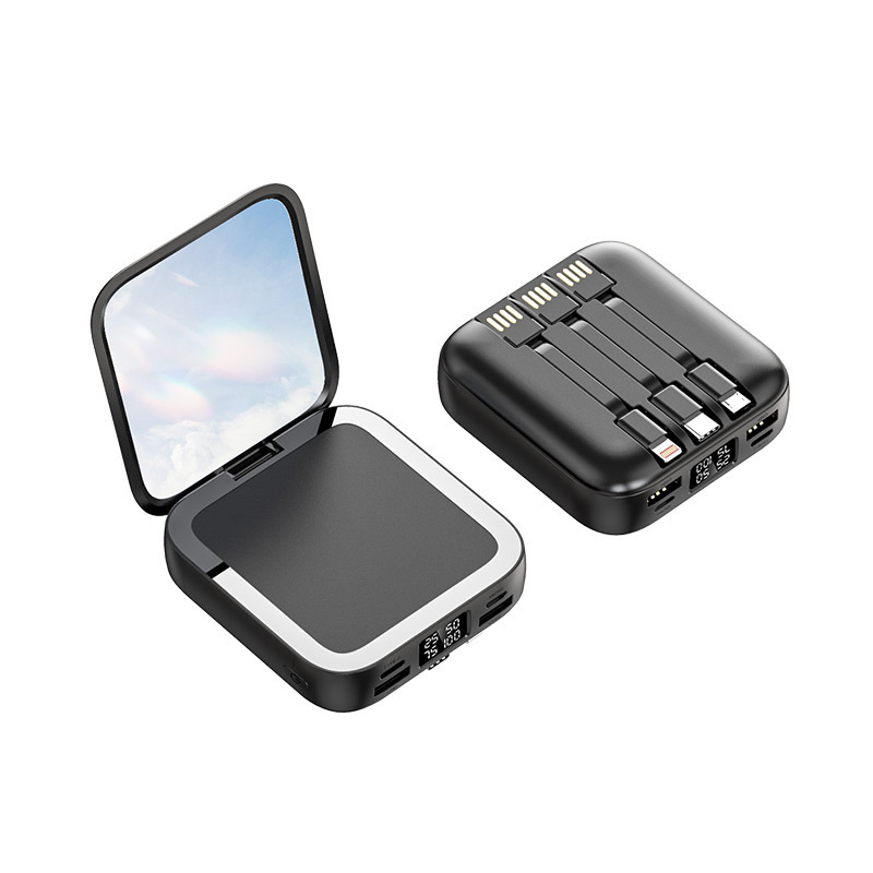 Fuente de alimentación portátil portátil de gran capacidad al aire libre móvil portátil espejo de maquillaje cargador tesoro de carga rápida carga en stock