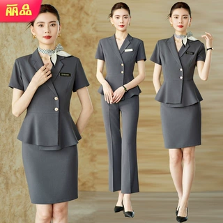 2026夏季短袖职业西装套装女高端工装酒店金店珠宝店美容院工作服