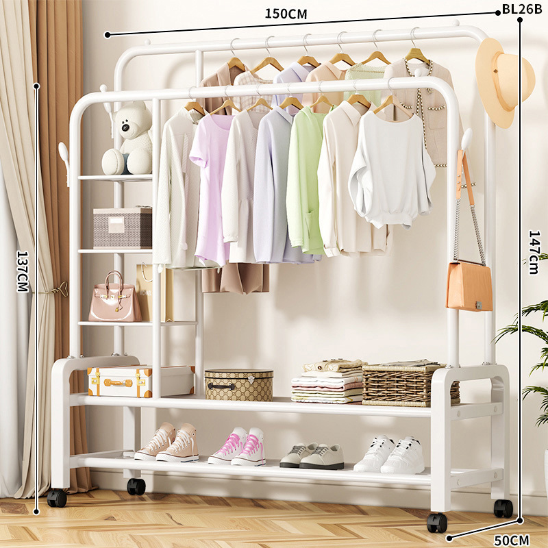 측면 수납망 이중 튜브 이중층 150cm 흰색