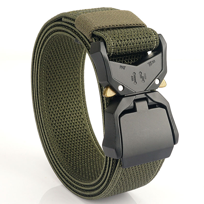 Nuevo cinturón táctico de aleación de aluminio de los hombres de función rápida hebilla de nylon real elástico tejido pantalones de lona cinturón