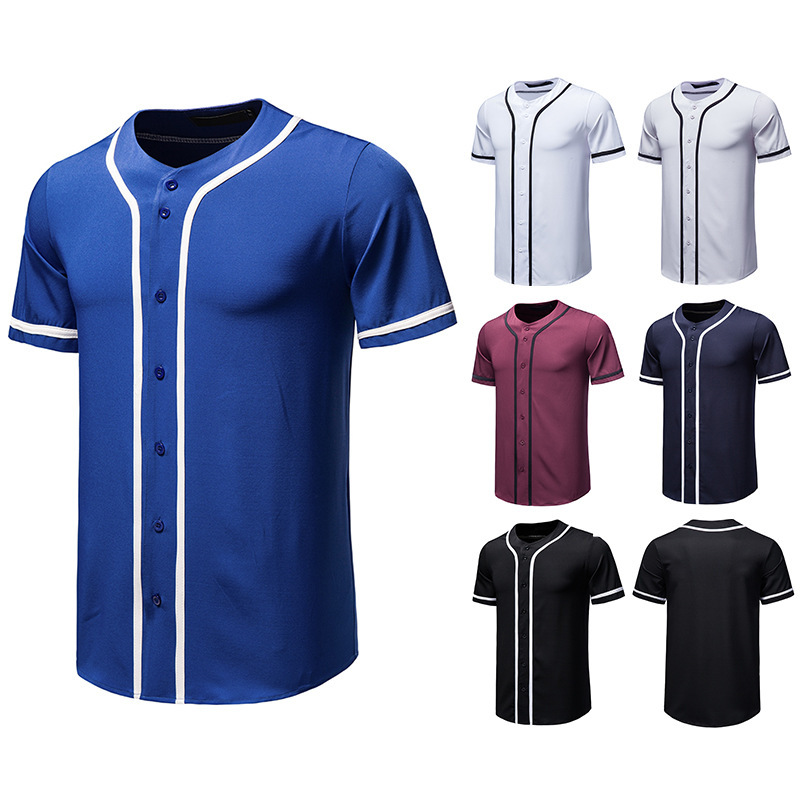 Felpa da baseball nuova estate 2021 T-shirt casual da uomo slim fit a maniche corte_voghion.com