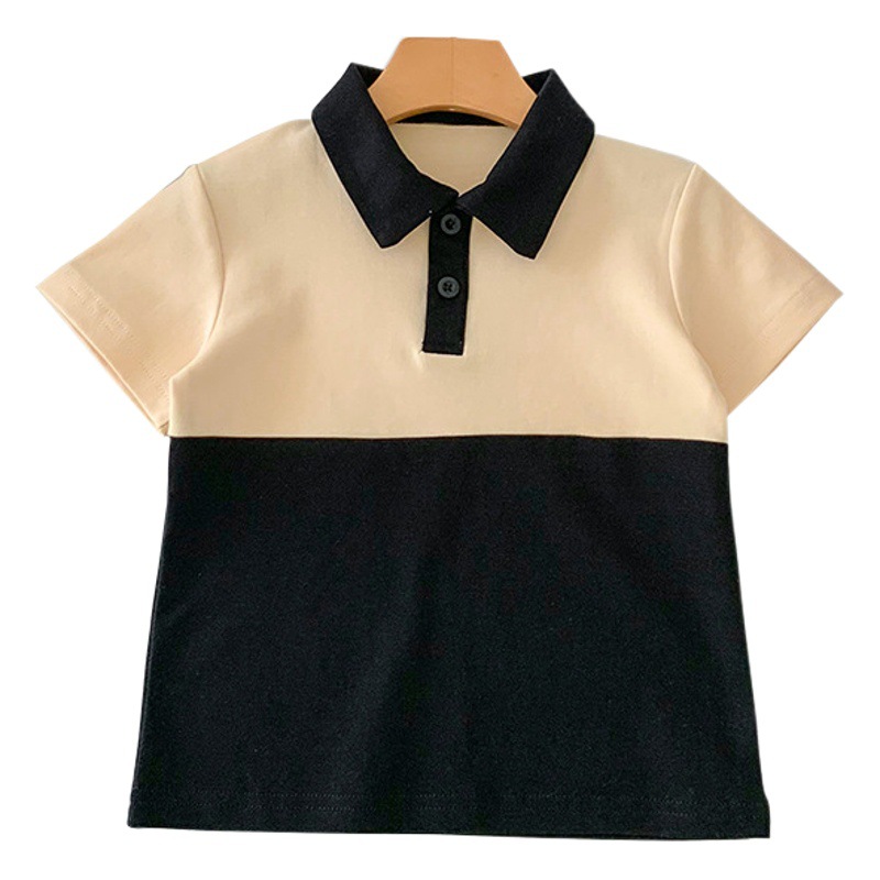 Ropa para padres e hijos ropa de verano 2024 Nuevo estilo una familia de tres madre-hijo Ropa de mujer albaricoque negro Vestido de estilo occidental camisa de polo Camiseta