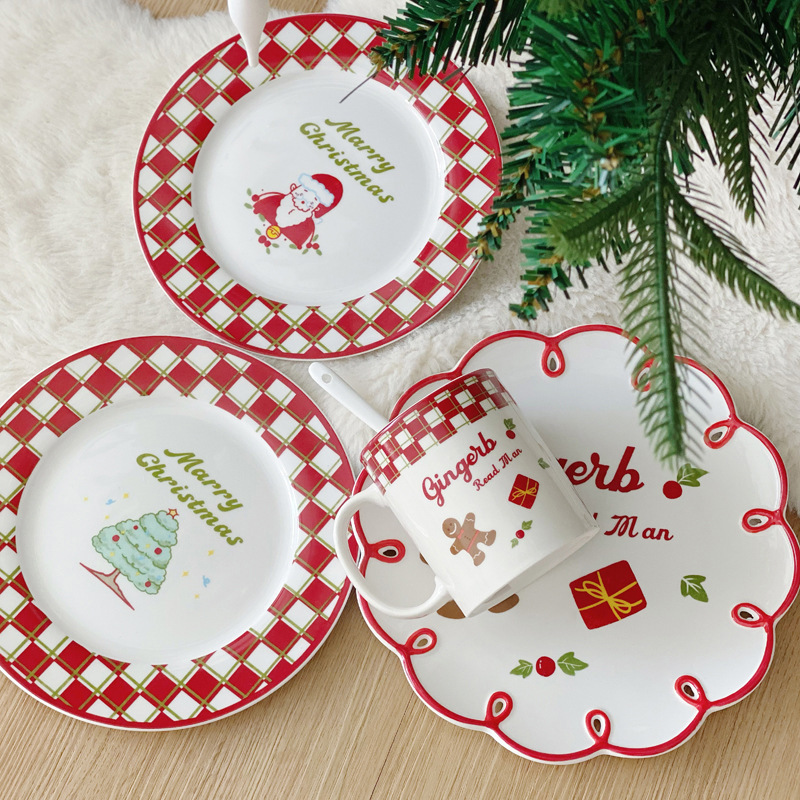 Christmas Limited - Tableware Plate Dish Plate Home French Retro Breakfast Dessert Western Plate Mug Dessert Plate