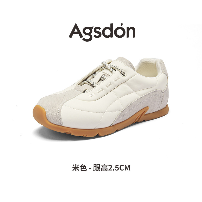 奥古狮登白色德训鞋女2025新款秋季厚底芭蕾复古单鞋休闲运动板鞋|undefined