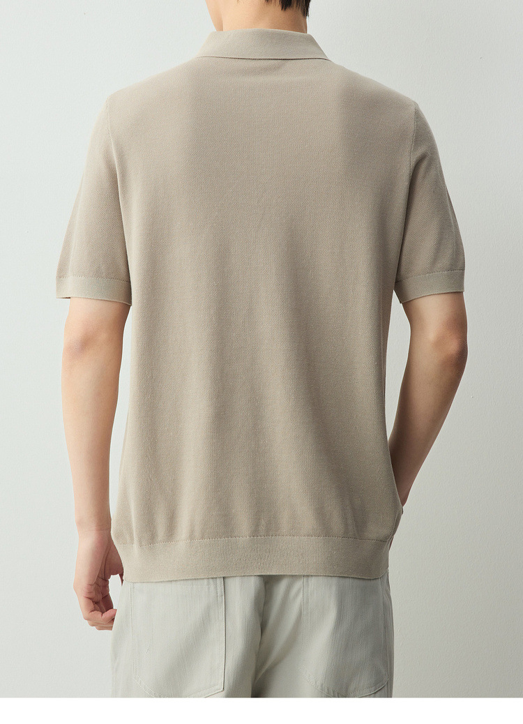 Áo polo nam tay ngắn chất liệu cotton pha tơ tằm phong cách cổ điển — đen chi tiết 23