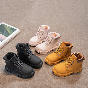 Girls' Boots 2025 Autumn and Winter New Kidsren's British Style Fashion Short Boots Boys' Leather Boots Medium and Large Kidsren's Single Boots Trendy