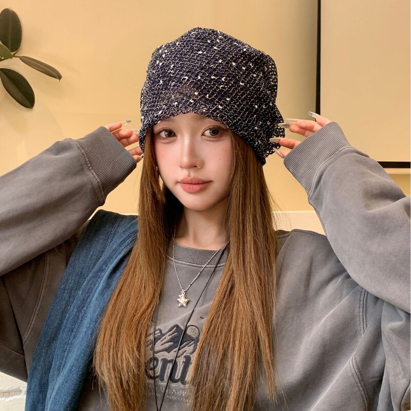春夏季薄款宽松堆堆帽子女简约百搭针织包头帽透气时尚套头帽冷帽|undefined