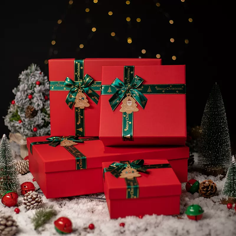 圣诞礼盒天地盖红色伴手礼盒纸盒平安夜礼品盒生日礼物包装盒