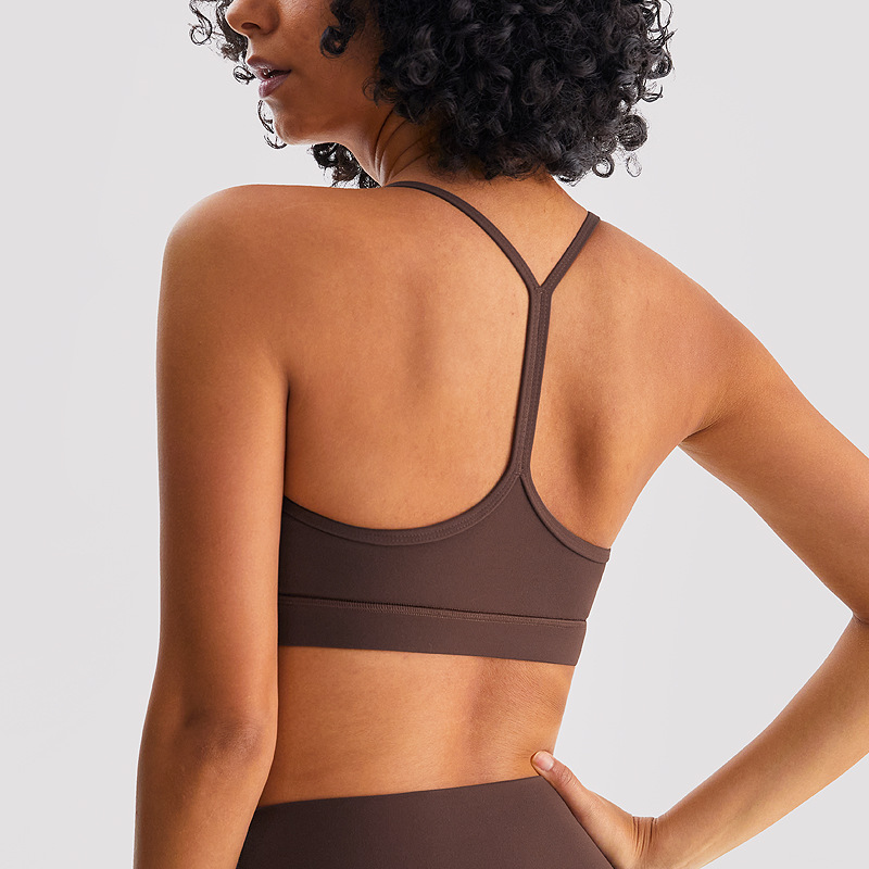 ライカスポーツブラ女性用起毛ヌードフィットネスヨガベストブラ吸湿発散性サスペンダーバックブラ