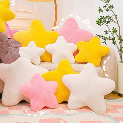Cross-border Star Pillow Cute Plush Toy Sleeping Pillow Five-pointed Star Cushion Nap Pillow Girl's Heart Cream