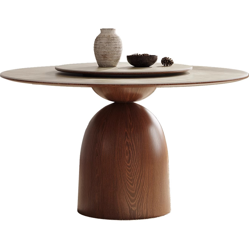 Mesa de comedor redonda de madera maciza estilo medieval combinación de mesa de comedor casera moderna simple mesa de comedor diseñador mesa redonda retro