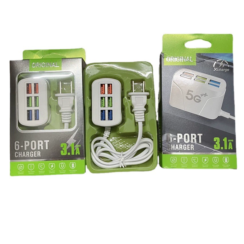 3A новое длинное зарядное устройство 6USB для мобильного телефона Apple Android универсальная многопортовая вилка для внешней торговли