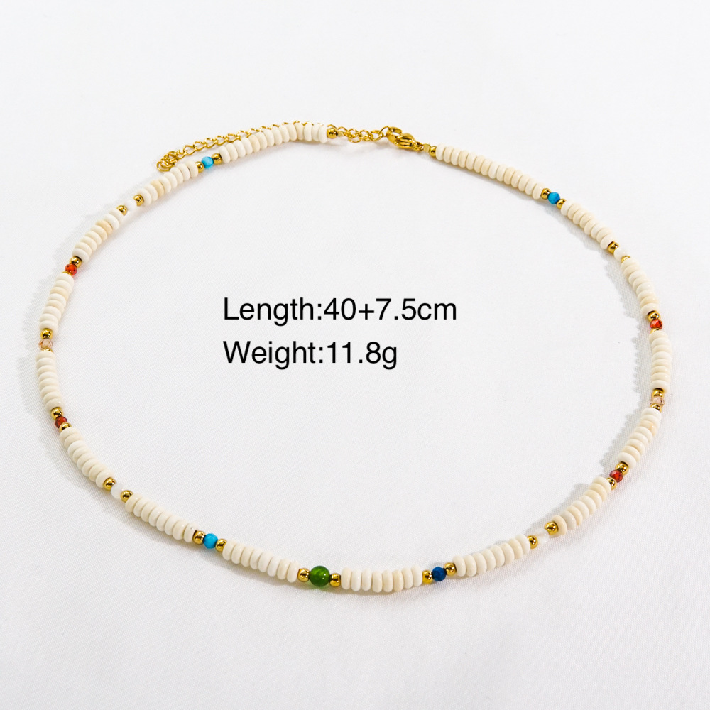 Casual Simple Style Multicolor Natural Stone Freshwater Pearl Shell Beaded Handmade Plating Necklace display picture 5