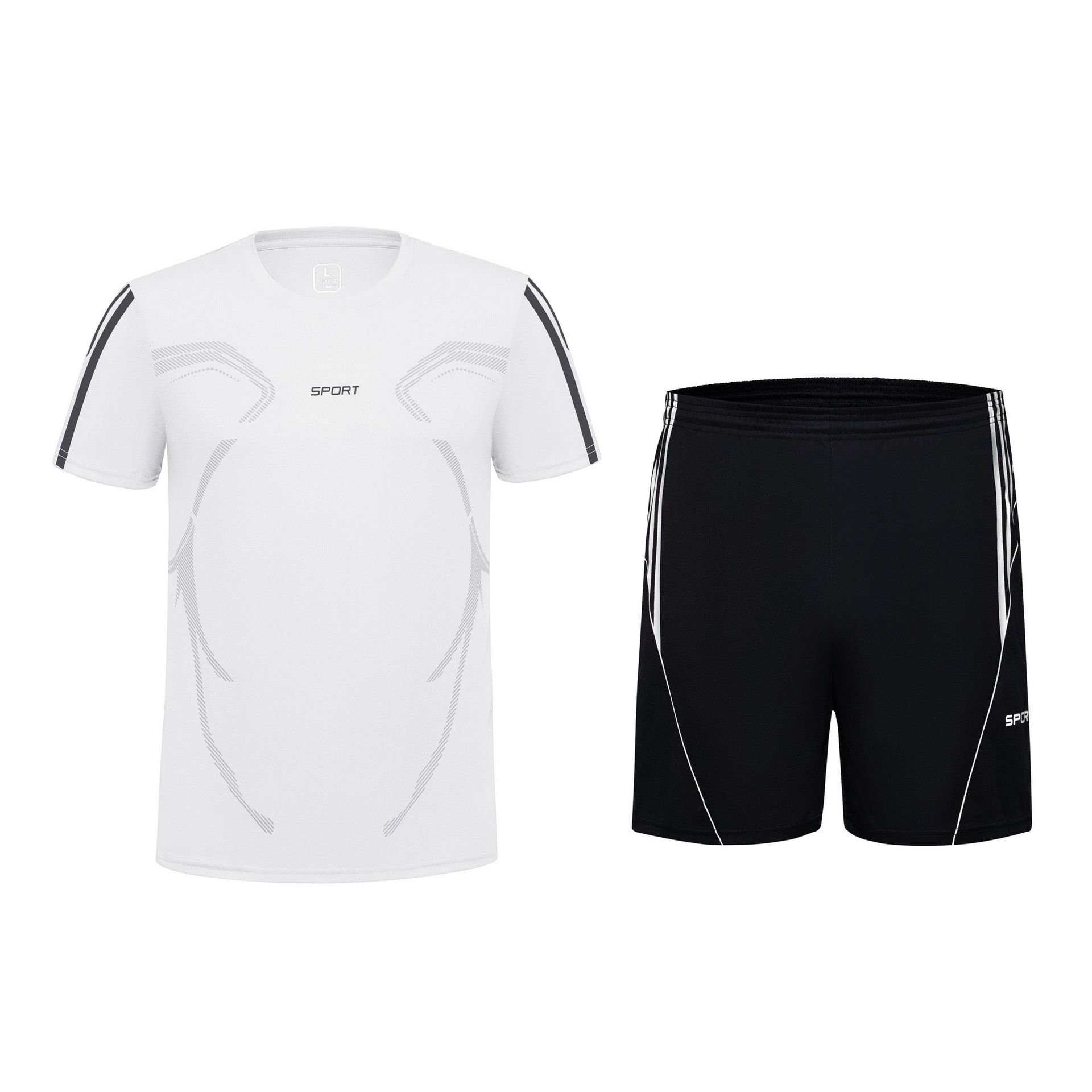 Summer Men's Sports Suit Large Size Loose Casual Short-Sleeved Shorts Outdoor Sportswear Suit Men's Cross-Border Delivery