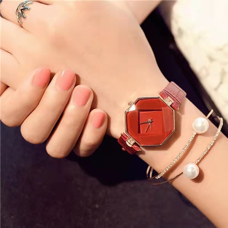 Orologio da donna alla moda in stile coreano, con cinturino per studenti, alla moda, in due pezzi, con bracciale di perle, 2 pezzi, orologio al quarzo da donna_voghion.com