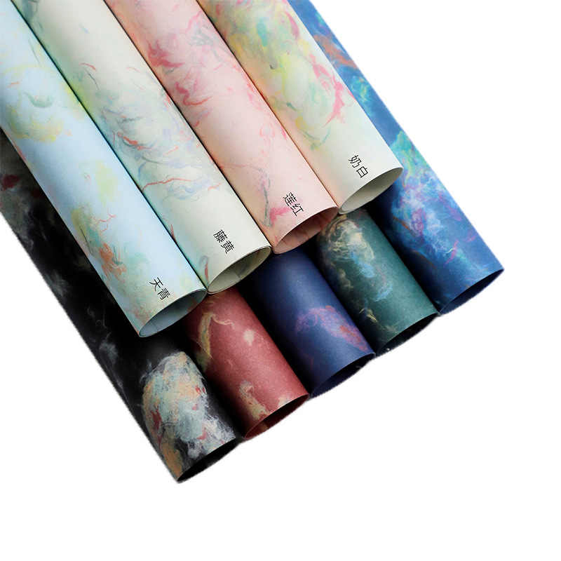 Huaxi mano rasgada antigua envoltura de papel floral mano espesa floral retro material florista papel de embalaje de flores
