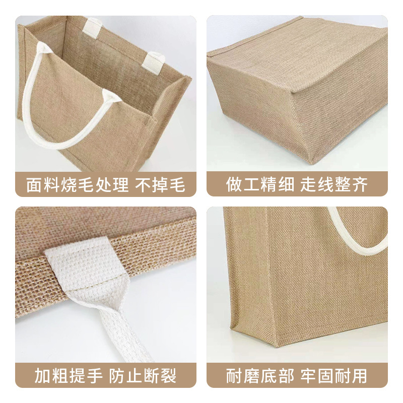 En stock yute bolso empresa regalo publicidad bolsa de lino en blanco DIY algodón y lino bolsa de compras de impresión al por mayor