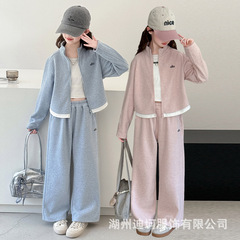 女童运动套装春秋2025新款中大童连帽开衫卫衣卫裤休闲两件套韩版