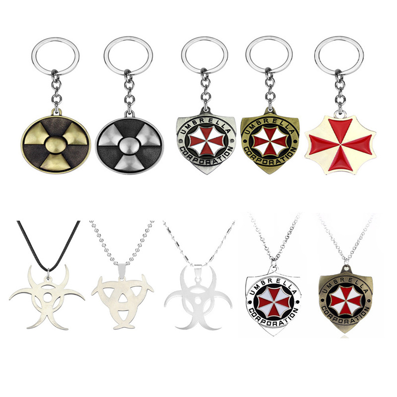 Popular Resident Evil Multi-Color Logo Design Umbrella Keychain Brooch Necklace Pendant Ornament