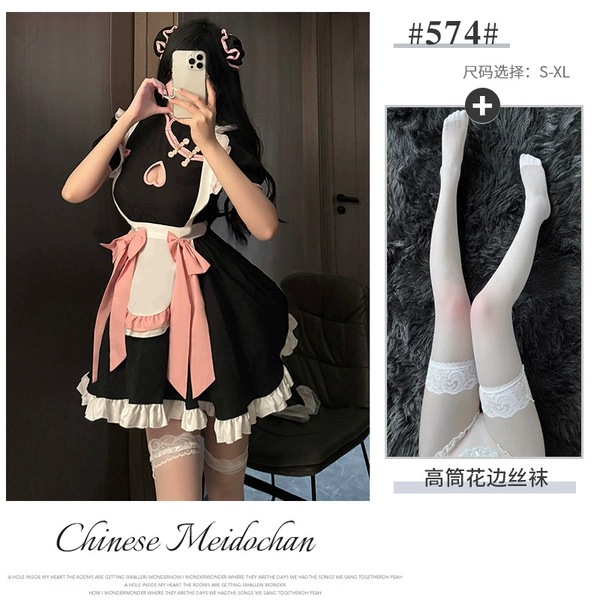 Chinese maid (dress + apron + hairband + hair bag *2 + bow *3) + W3 white