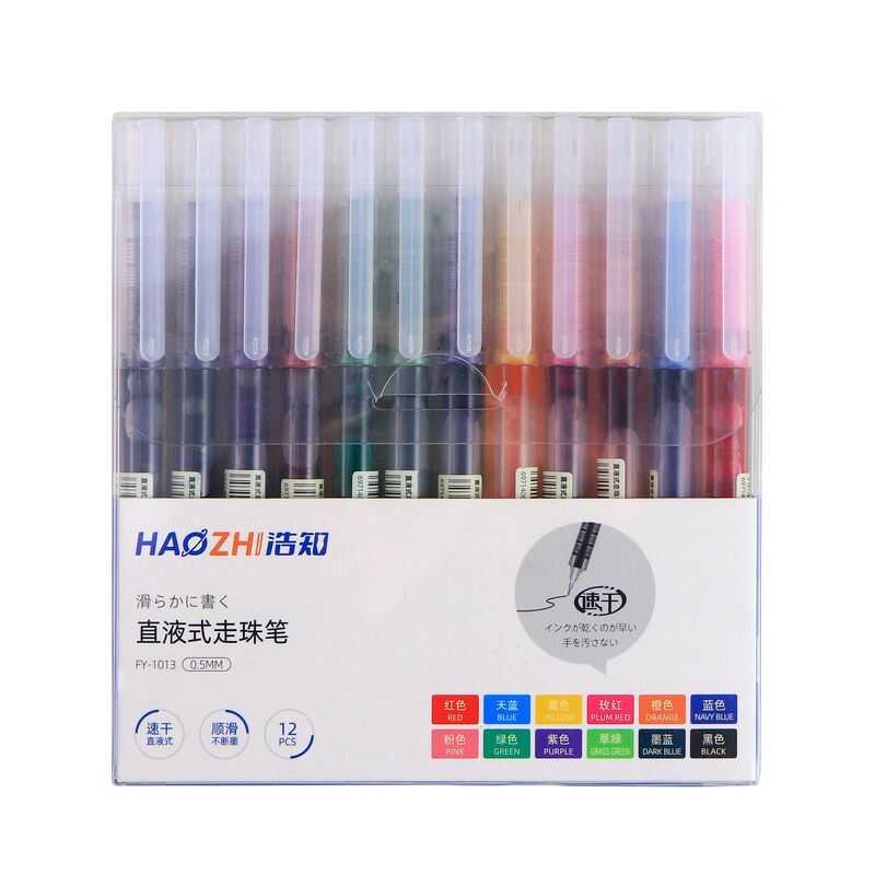 Haozhi カラーストレート液体ボールペン速乾性ニードルペンインハンドブックマルチカラーペンノート専用ゲルペン|undefined