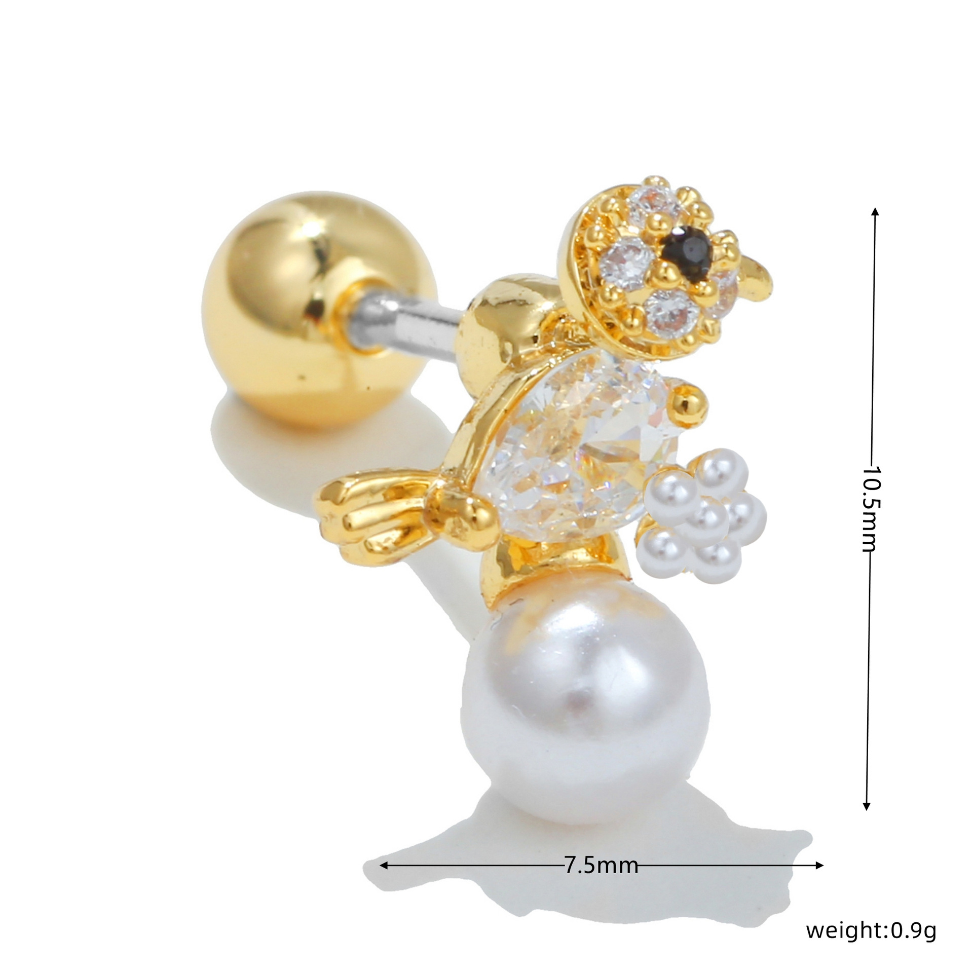 Fashion Geometric Flower Skull Copper Inlaid Zircon Artificial Pearls Earrings 1 Piece