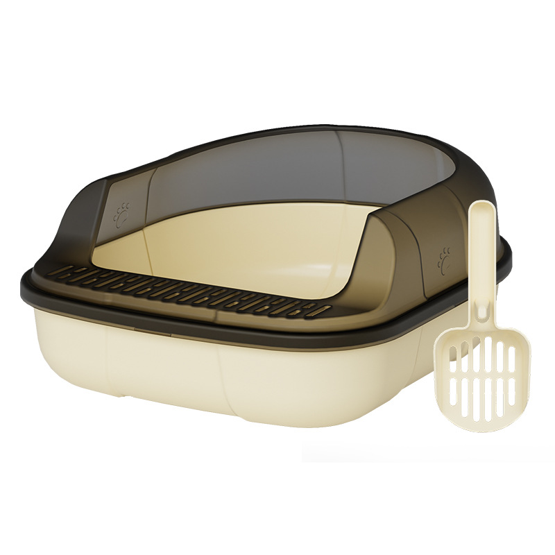 Taja de arena para gatos grande con inodoro semi-cerrado con malla de pedal de arena extra grande para gatos personalizados